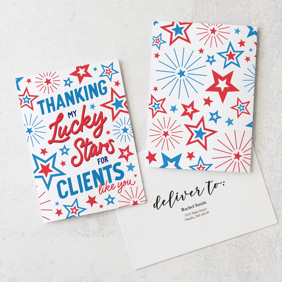 Set of Thanking My Lucky Stars For Clients Like You | 4th Of July Greeting Cards | Envelopes Included | 62-GC001 Greeting Card Market Dwellings   