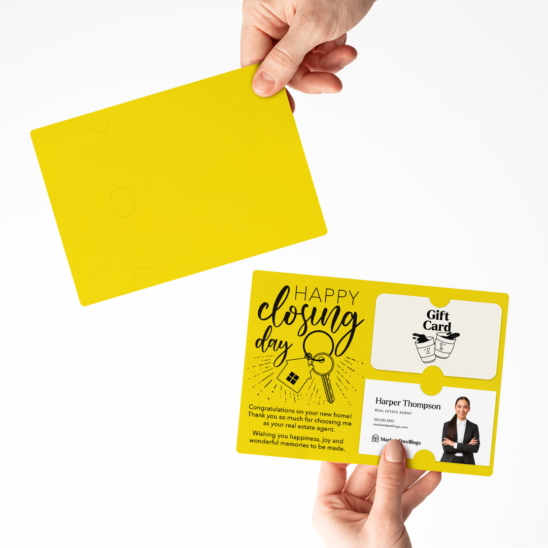 Set of "Happy Closing Day" Gift Card & Business Card Holder Mailer | Envelopes Included | M1-M008 Mailer Market Dwellings