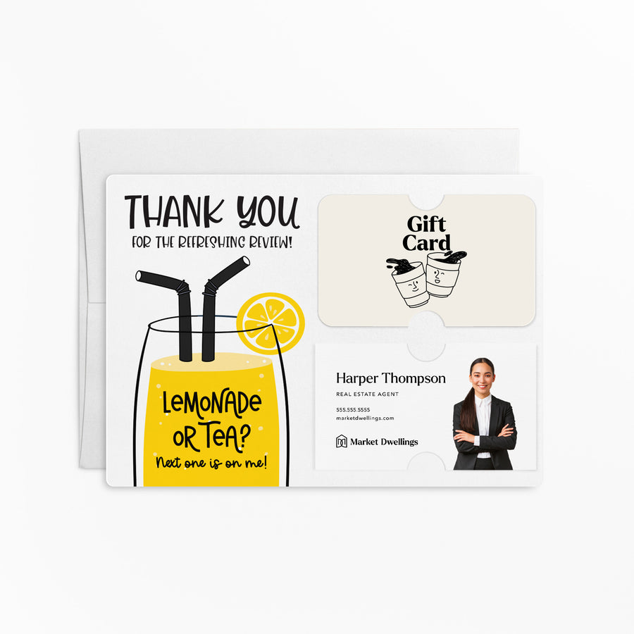 Set of "Thank You for the Refreshing Review" Gift Card & Business Card Holder Mailer | Envelopes Included | M11-M008 Mailer Market Dwellings