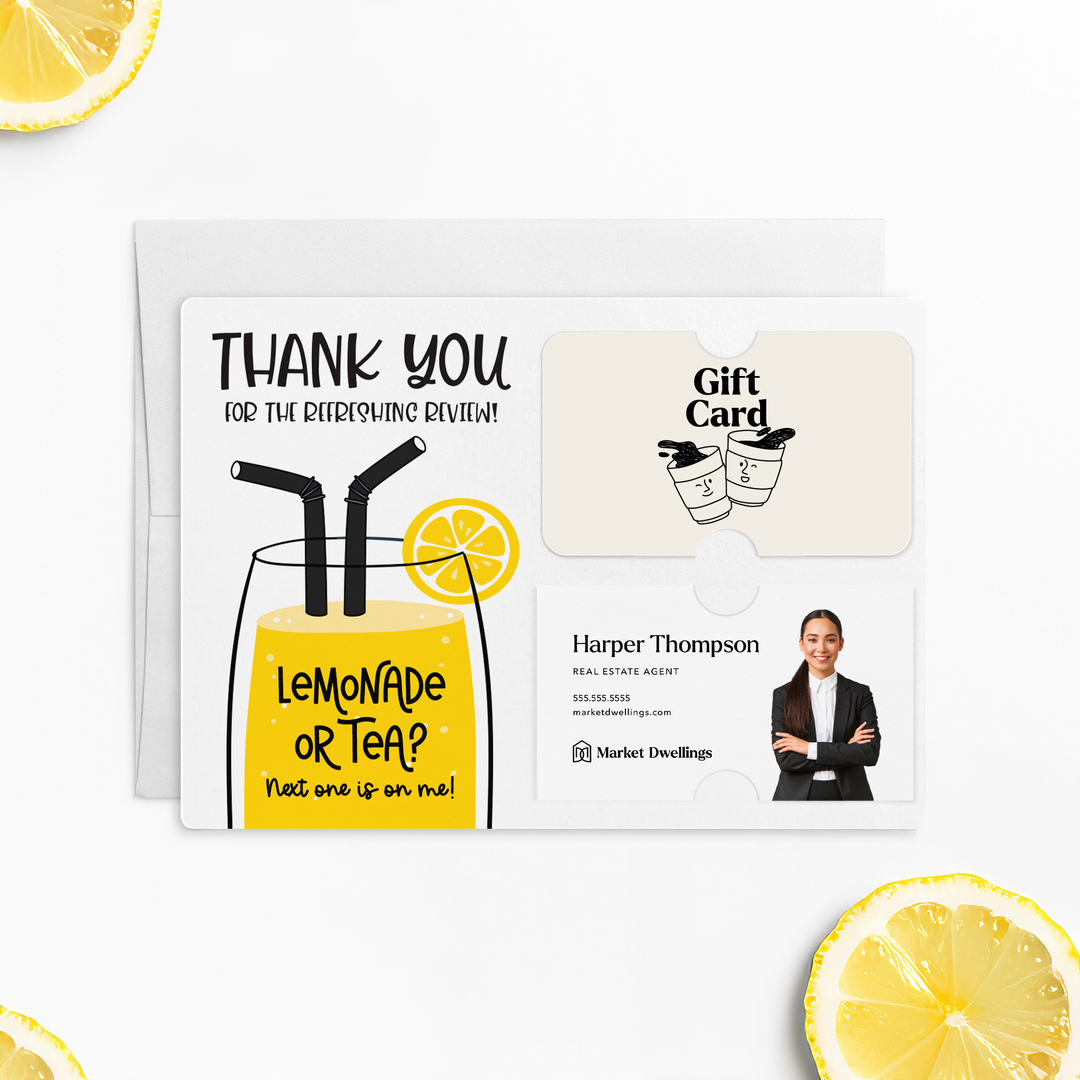 Set of "Thank You for the Refreshing Review" Gift Card & Business Card Holder Mailer | Envelopes Included | M11-M008 Mailer Market Dwellings