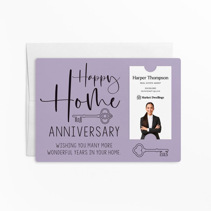 Vertical | Set of "Happy Home Anniversary" Mailer | Envelopes Included | M12-M005 Mailer Market Dwellings LIGHT PURPLE