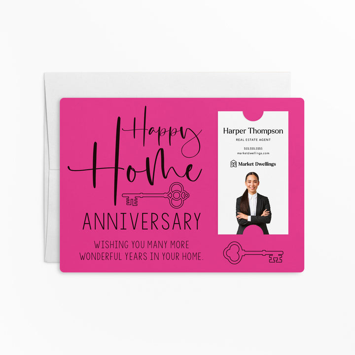 Vertical | Set of "Happy Home Anniversary" Mailer | Envelopes Included | M12-M005 Mailer Market Dwellings RAZZLE BERRY