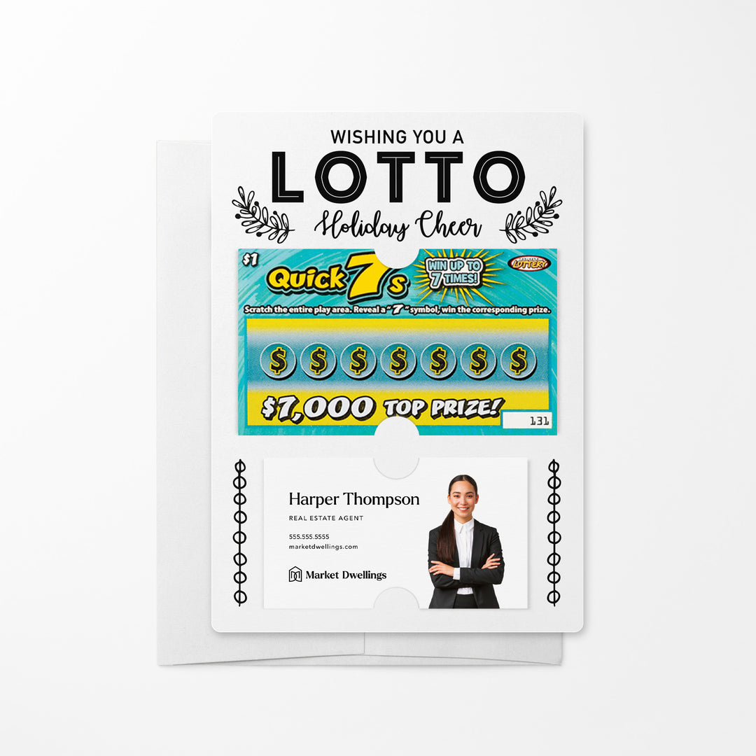 Set of Wishing You a LOTTO Holiday Cheer Lotto Mailers | Envelopes Included Mailer Market Dwellings WHITE