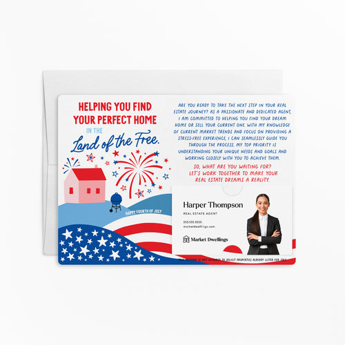 Helping You Find Your Perfect Home | 4th Of July | Real Estate Mailers with Envelopes Mailer Market Dwellings
