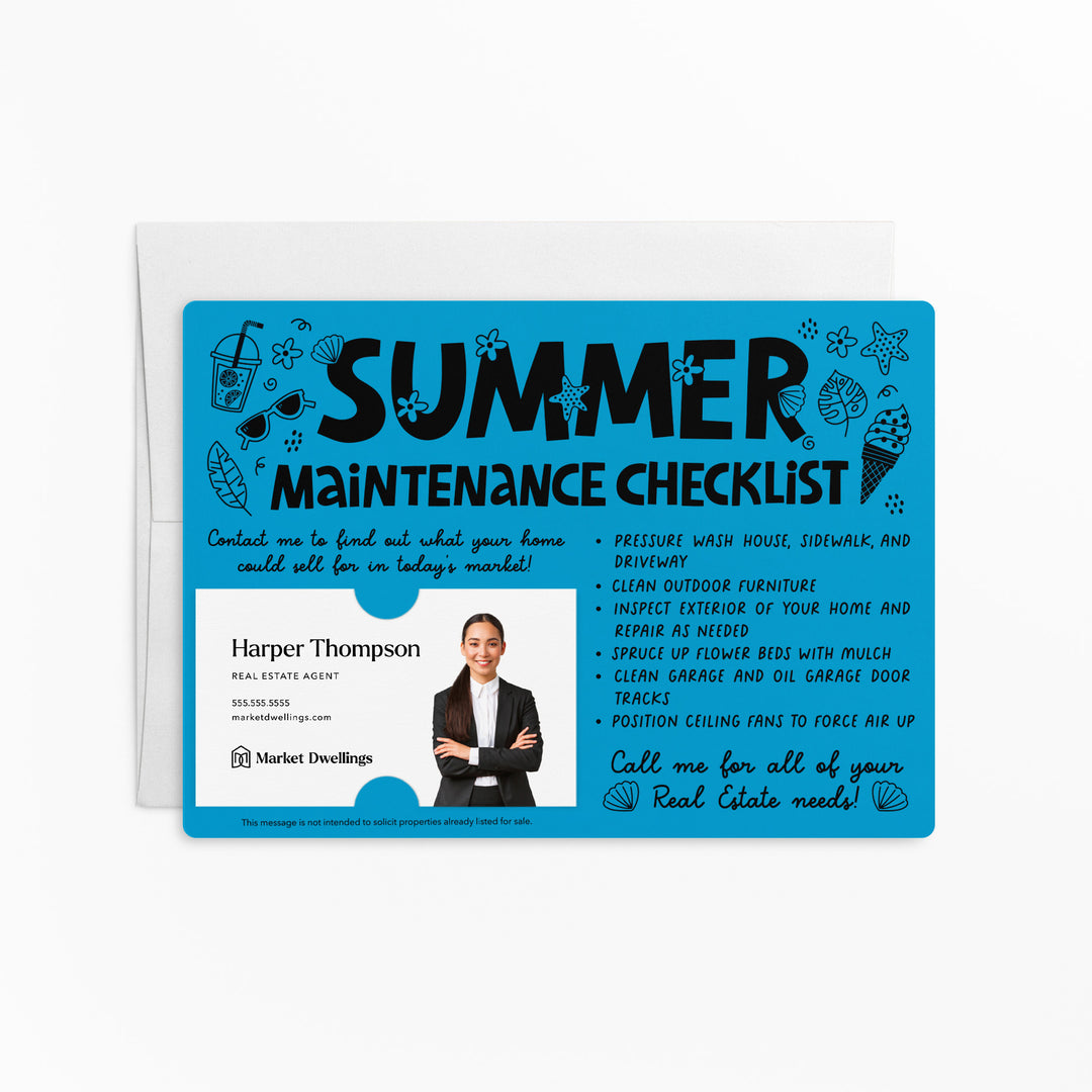 Set of "Hello Summer Maintenance Checklist" Mailers | Envelopes Included | M15-M004 Mailer Market Dwellings ARCTIC