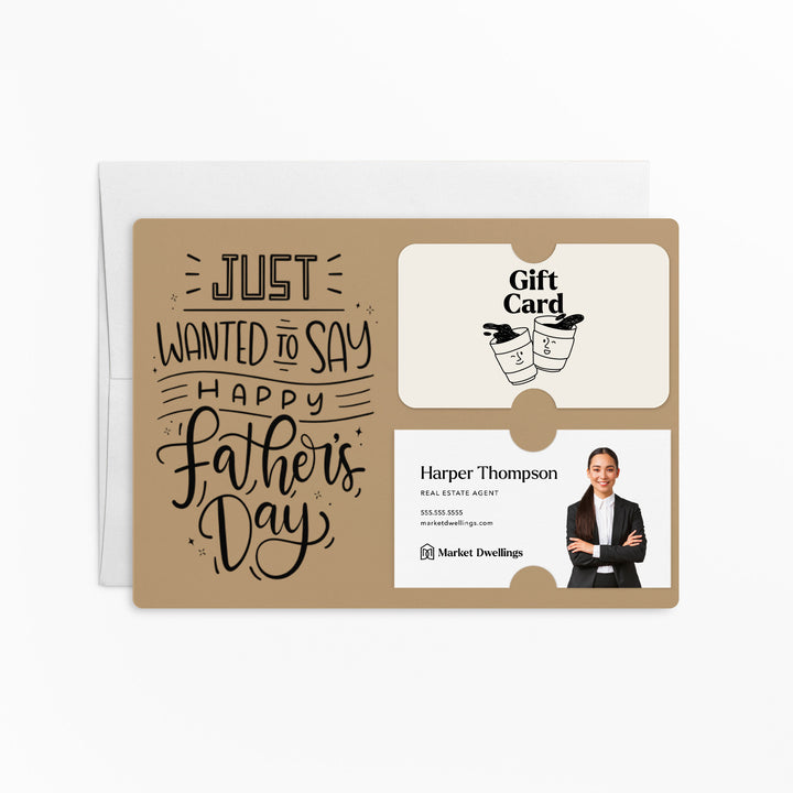 Set of "Just Wanted to Say Happy Father's Day" Gift Card & Business Card Holder Mailer | Envelopes Included | M15-M008 Mailer Market Dwellings KRAFT