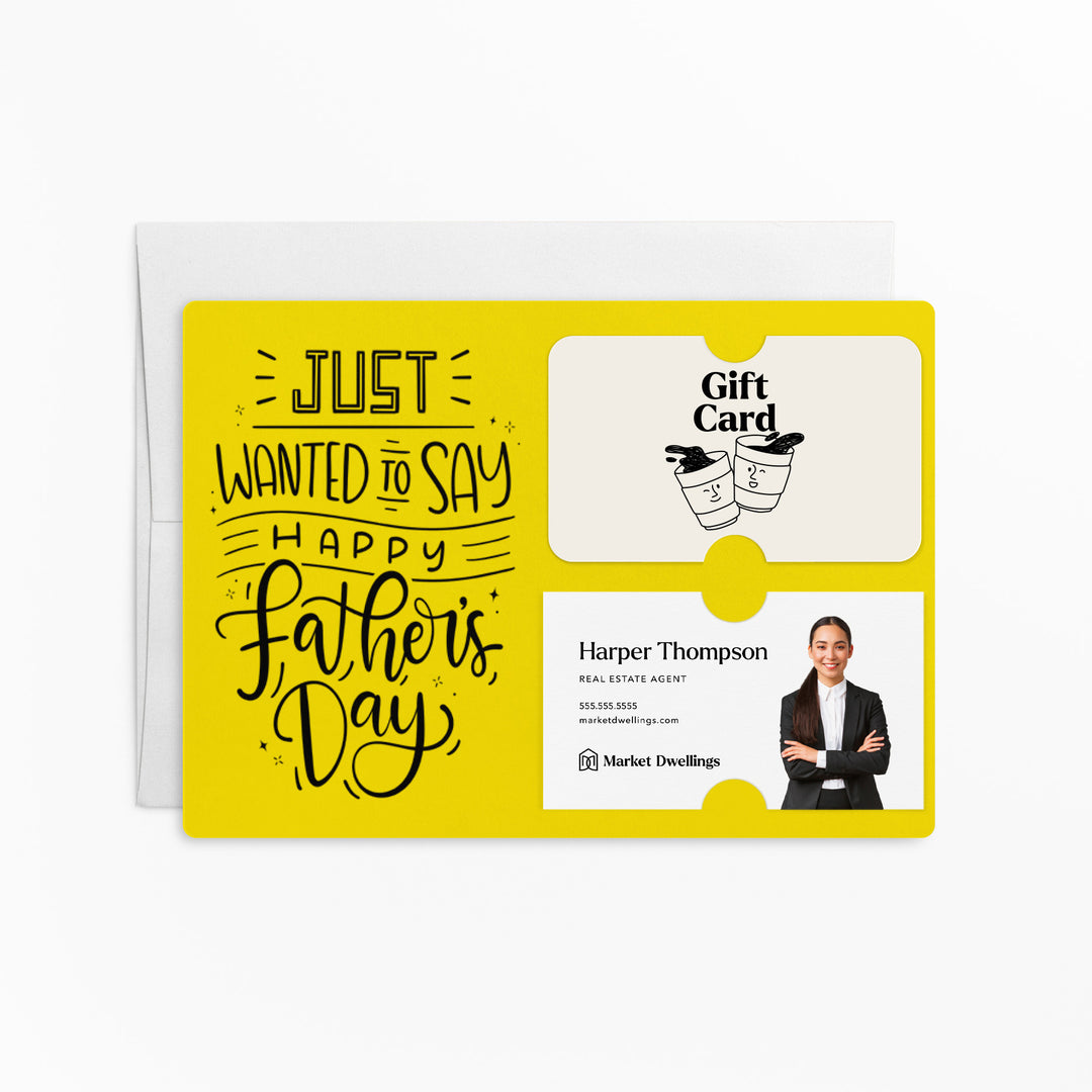 Set of "Just Wanted to Say Happy Father's Day" Gift Card & Business Card Holder Mailer | Envelopes Included | M15-M008 Mailer Market Dwellings LEMON
