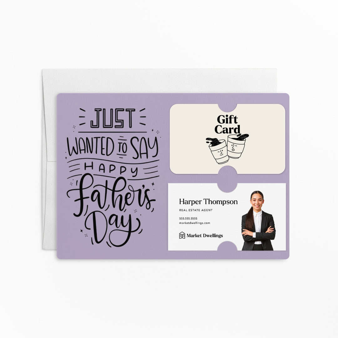 Set of "Just Wanted to Say Happy Father's Day" Gift Card & Business Card Holder Mailer | Envelopes Included | M15-M008 Mailer Market Dwellings LIGHT PURPLE