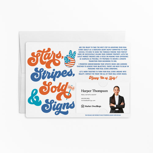 Stars, Stripes, and Sold Signs | 4th Of July | Real Estate Mailers with Envelopes Mailer Market Dwellings