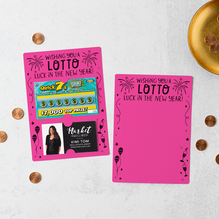 Set of Wishing You a LOTTO Luck in the New Year Scratch-Off Mailers | Envelopes Included | M18-M002 Mailer Market Dwellings RAZZLE BERRY  
