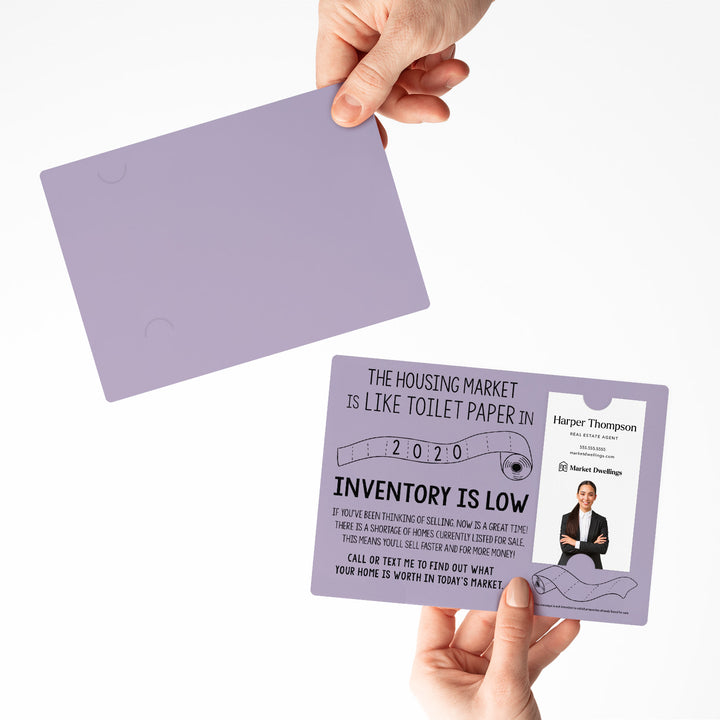 Vertical | Set of "The Housing Market is Like Toilet Paper in 2020, Inventory Is Low" Mailer | Envelopes Included | M2-M005 Mailer Market Dwellings