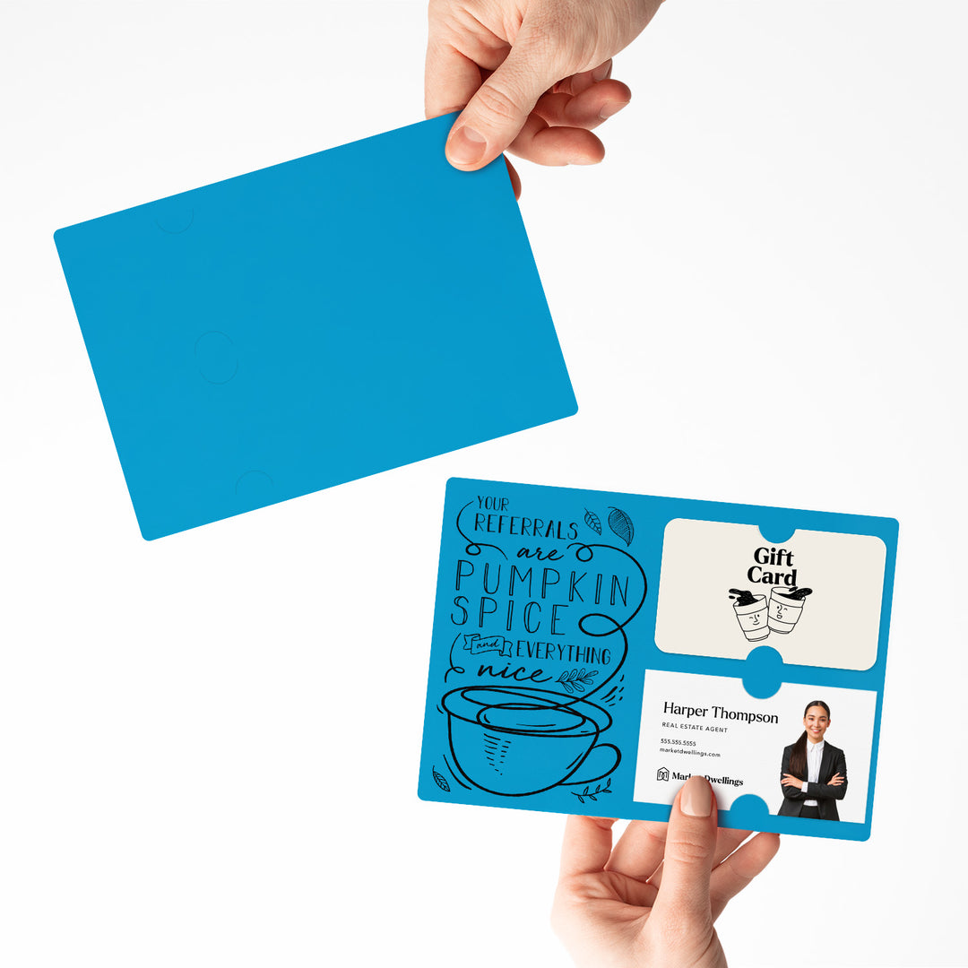 Set of "Your Referrals are Pumpkin Spice & Everything Nice" Gift Card & Business Card Holder Mailer | Envelopes Included | M22-M008 Mailer Market Dwellings
