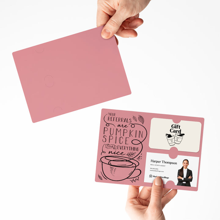 Set of "Your Referrals are Pumpkin Spice & Everything Nice" Gift Card & Business Card Holder Mailer | Envelopes Included | M22-M008 Mailer Market Dwellings