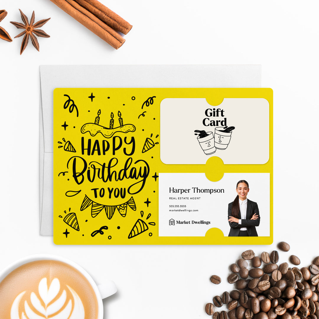 Set of "Happy Birthday" Gift Card & Business Card Holder | Envelopes Included | M24-M008 Mailer Market Dwellings