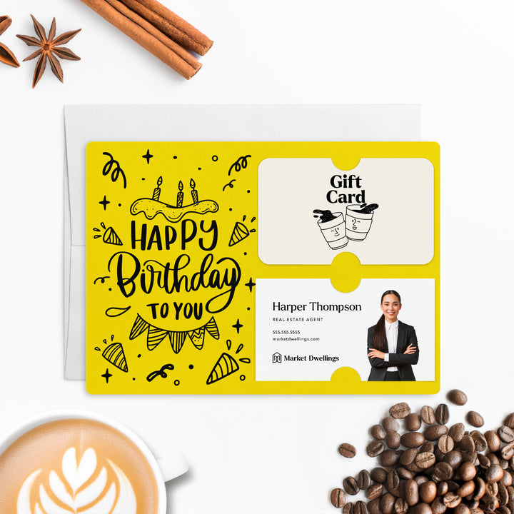 Set of "Happy Birthday" Gift Card & Business Card Holder | Envelopes Included | M24-M008 Mailer Market Dwellings