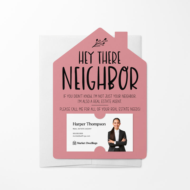 Set of Hey There Neighbor Real Estate Mailers | Envelopes Included | M25-M001 Mailer Market Dwellings LIGHT PINK