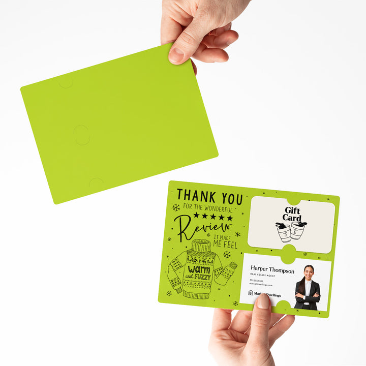 Set of Thank You for the Wonderful Review It Make Me Feel Warm and Fuzzy Gift Card & Business Card Holder Mailer | Envelopes Included | M25-M008 Mailer Market Dwellings