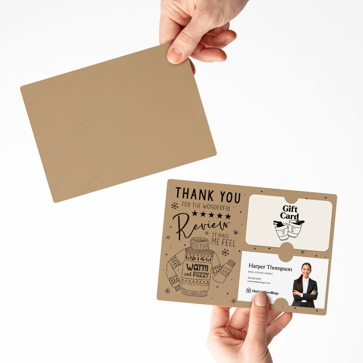 Set of Thank You for the Wonderful Review It Make Me Feel Warm and Fuzzy Gift Card & Business Card Holder Mailer | Envelopes Included | M25-M008 Mailer Market Dwellings