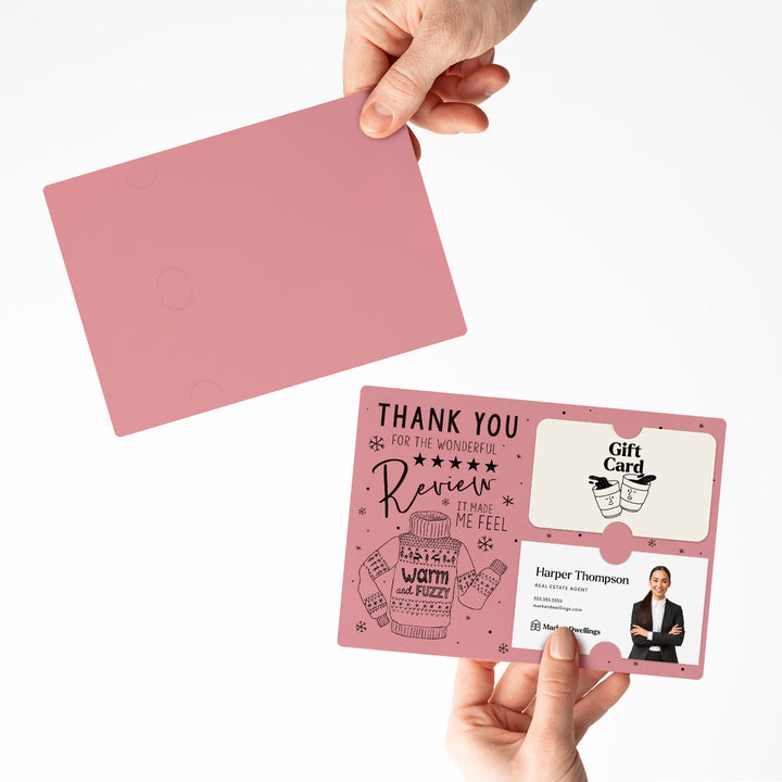 Set of Thank You for the Wonderful Review It Make Me Feel Warm and Fuzzy Gift Card & Business Card Holder Mailer | Envelopes Included | M25-M008 Mailer Market Dwellings