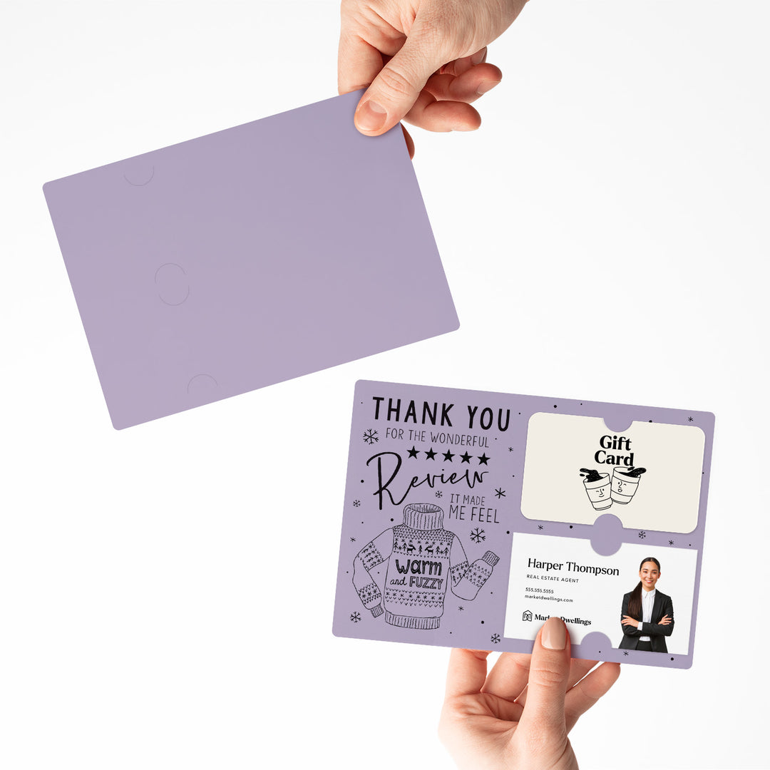 Set of Thank You for the Wonderful Review It Make Me Feel Warm and Fuzzy Gift Card & Business Card Holder Mailer | Envelopes Included | M25-M008 Mailer Market Dwellings