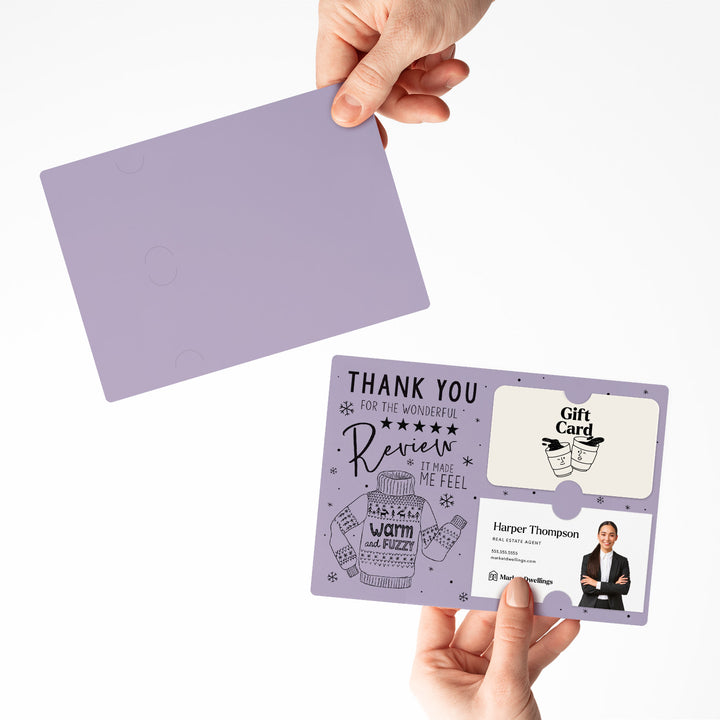Set of Thank You for the Wonderful Review It Make Me Feel Warm and Fuzzy Gift Card & Business Card Holder Mailer | Envelopes Included | M25-M008 Mailer Market Dwellings
