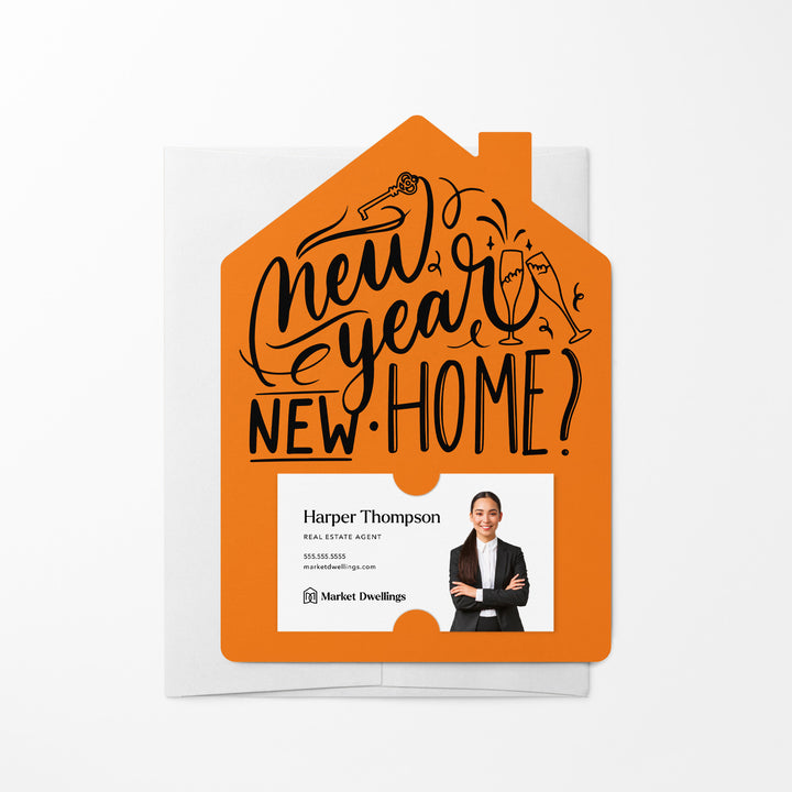 Set of New Year, New Home New Years Mailer | Envelopes Included | M28-M001 Mailer Market Dwellings CARROT