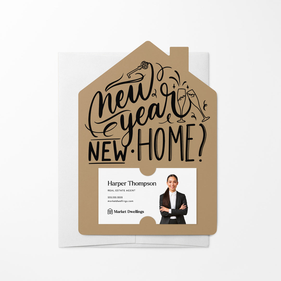 Set of New Year, New Home New Years Mailer | Envelopes Included | M28-M001 Mailer Market Dwellings KRAFT