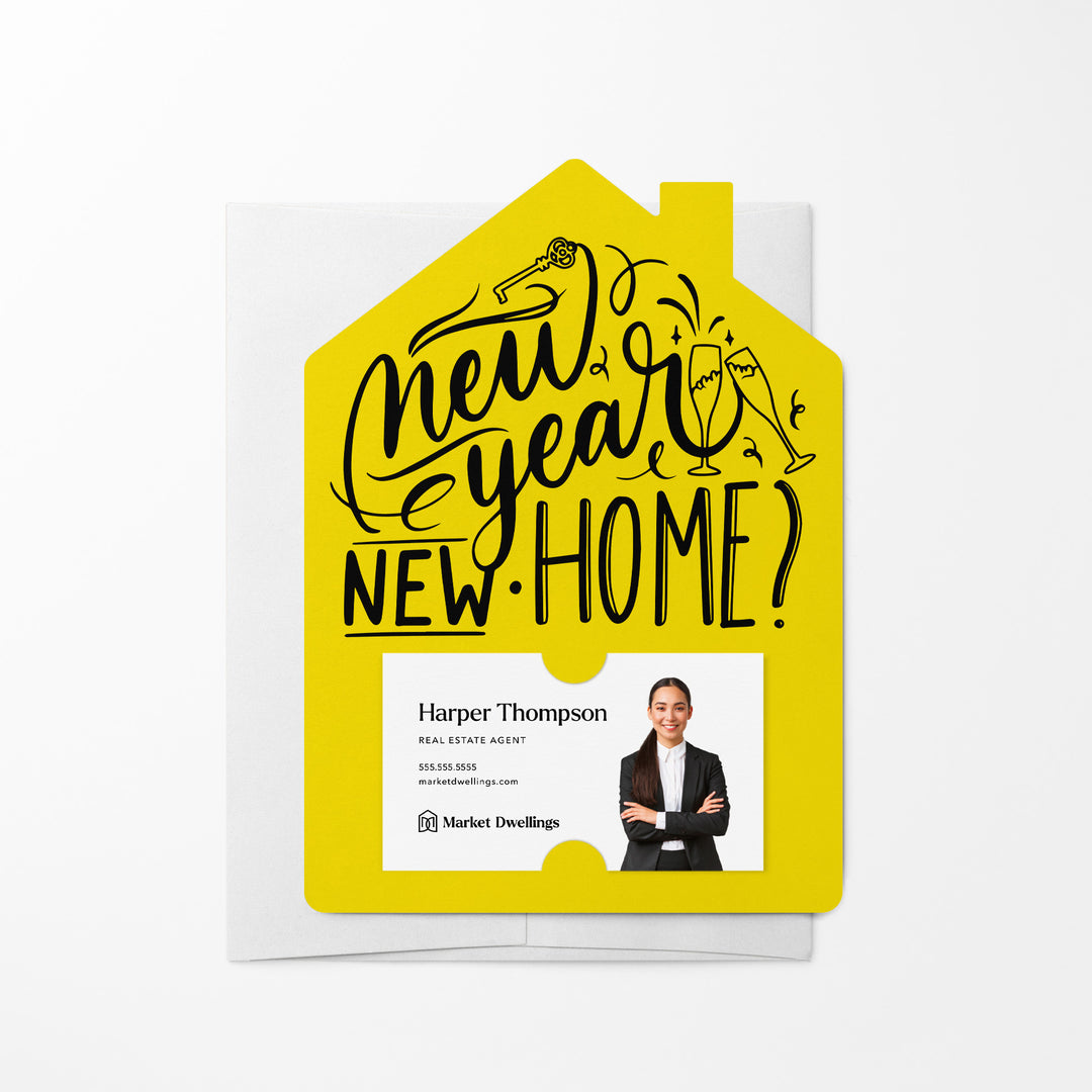 Set of New Year, New Home New Years Mailer | Envelopes Included | M28-M001 Mailer Market Dwellings LEMON