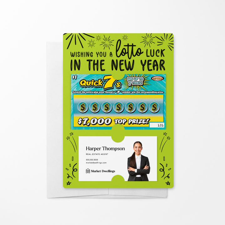 Set of Wishing You a LOTTO Luck in the New Year Lotto Mailers | Envelopes Included Mailer Market Dwellings GREEN APPLE