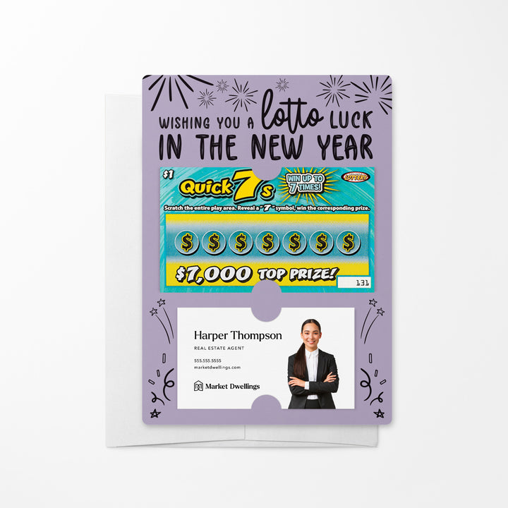 Set of Wishing You a LOTTO Luck in the New Year Lotto Mailers | Envelopes Included Mailer Market Dwellings LIGHT PURPLE
