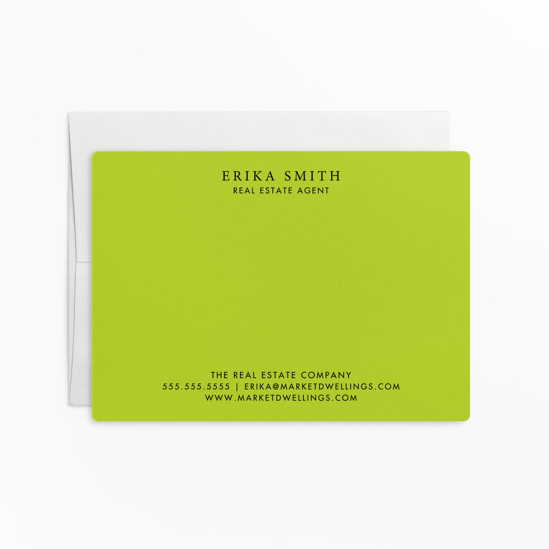Customizable | Set of Stationery Notecards | Envelopes Included | M3-M006 Mailer Market Dwellings GREEN APPLE