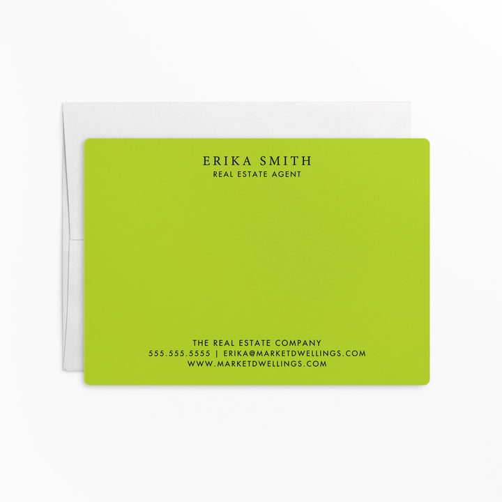 Customizable | Set of Stationery Notecards | Envelopes Included | M3-M006 Mailer Market Dwellings GREEN APPLE