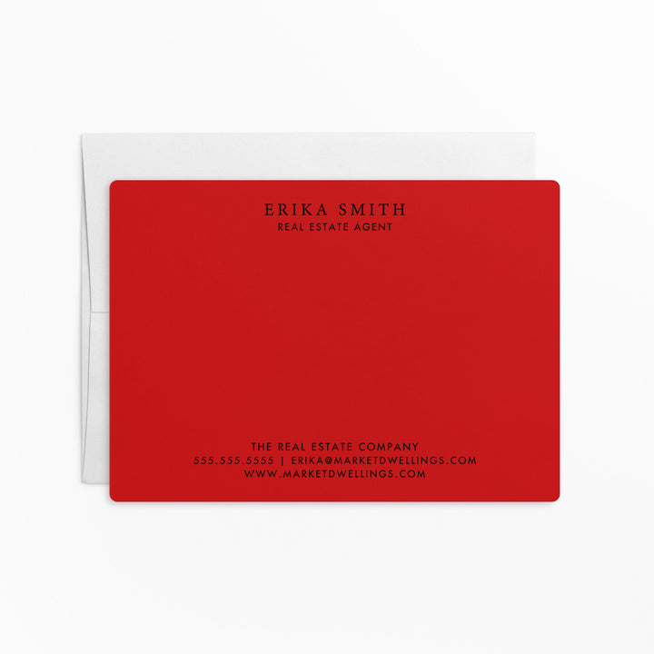Customizable | Set of Stationery Notecards | Envelopes Included | M3-M006 Mailer Market Dwellings SCARLET