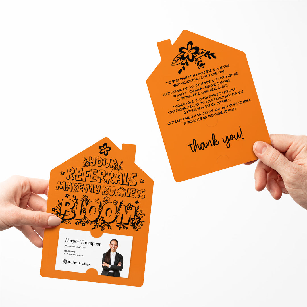 Set of Your Referrals Make My Business Bloom Real Estate Agent Mailers | Envelopes Included | M30-M001 Mailer Market Dwellings