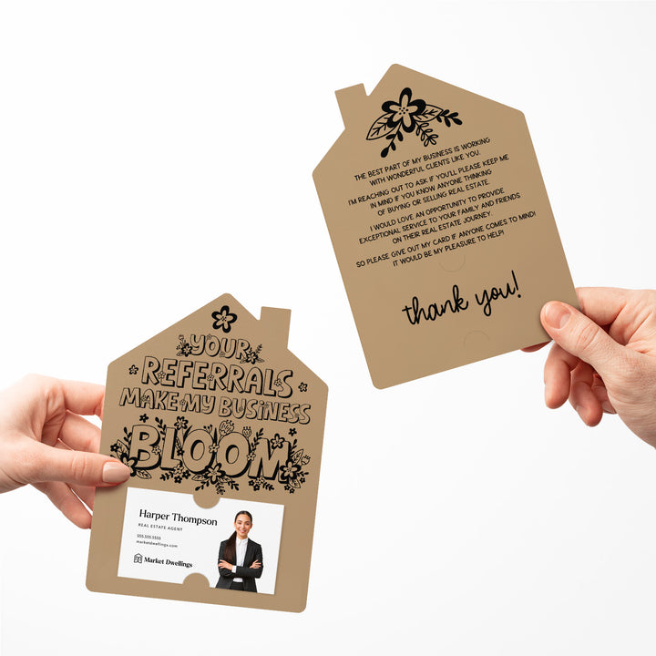 Set of Your Referrals Make My Business Bloom Real Estate Agent Mailers | Envelopes Included | M30-M001 Mailer Market Dwellings