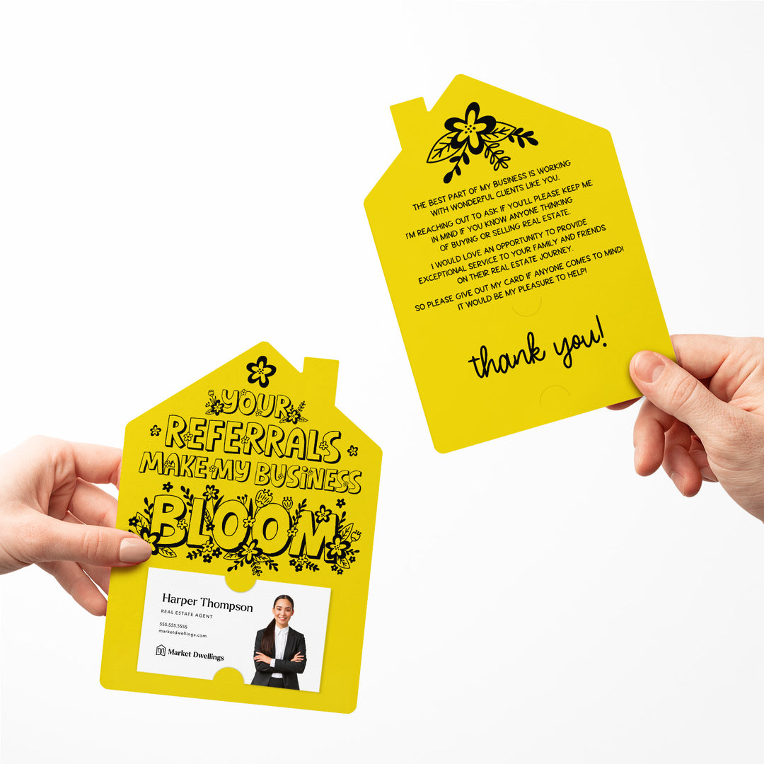 Set of Your Referrals Make My Business Bloom Real Estate Agent Mailers | Envelopes Included | M30-M001 Mailer Market Dwellings