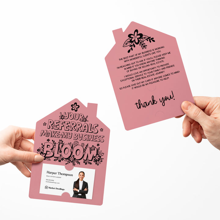 Set of Your Referrals Make My Business Bloom Real Estate Agent Mailers | Envelopes Included | M30-M001 Mailer Market Dwellings