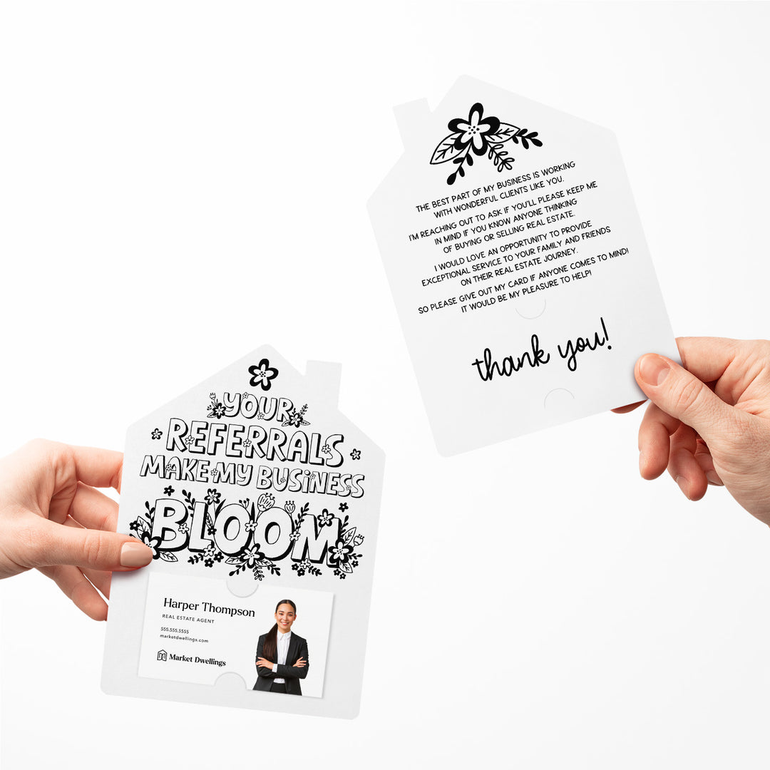 Set of Your Referrals Make My Business Bloom Real Estate Agent Mailers | Envelopes Included | M30-M001