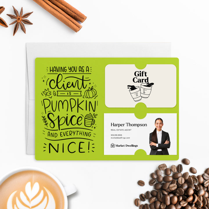 Set of "Pumpkin Spice & Everything Nice" Gift Card & Business Card Holder Mailer | Envelopes Included | M35-M008 Mailer Market Dwellings