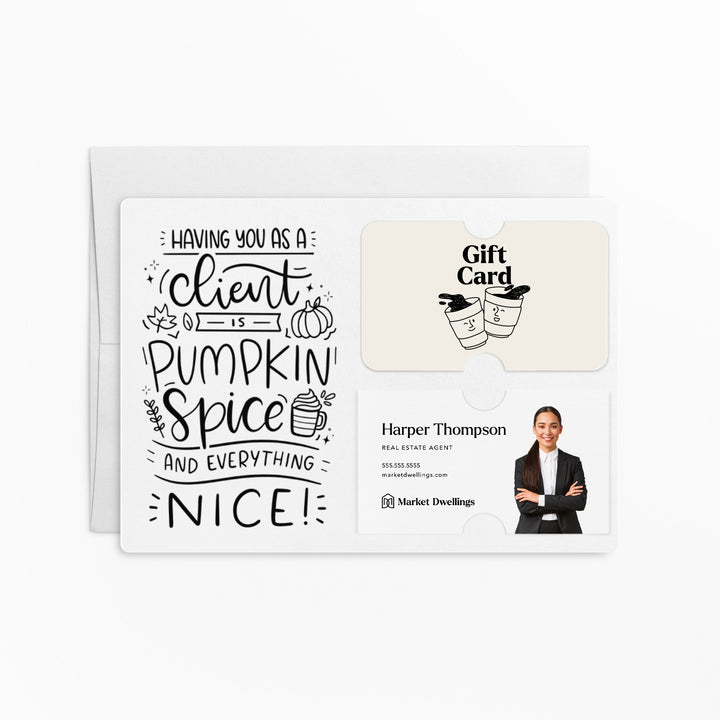 Set of "Pumpkin Spice & Everything Nice" Gift Card & Business Card Holder Mailer | Envelopes Included | M35-M008