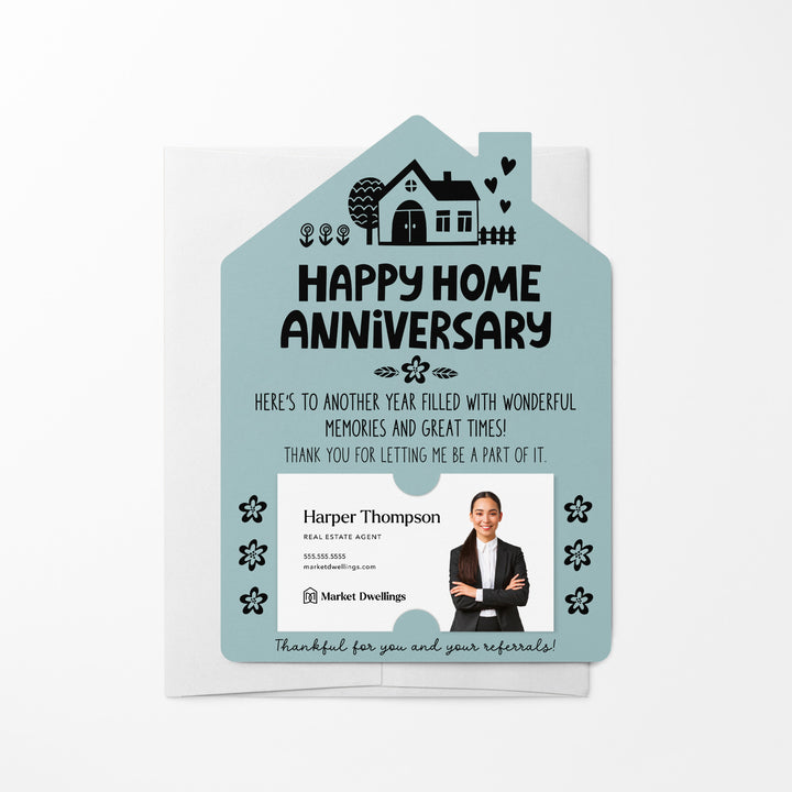 Set of Happy Home Anniversary Mailers | Envelopes Included | M36-M001 Mailer Market Dwellings LIGHT BLUE