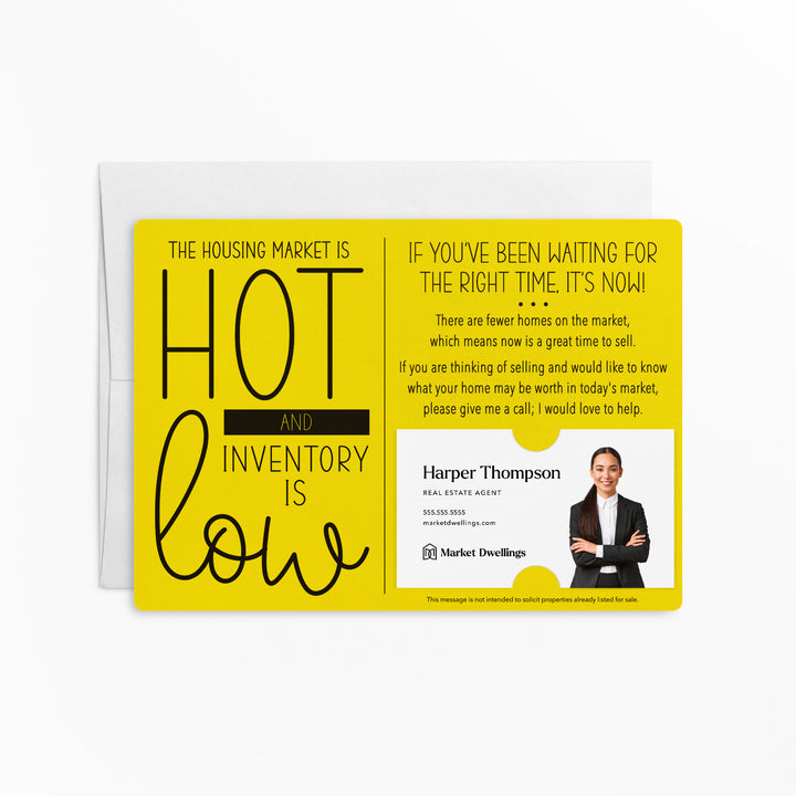 Set of "The Housing Market is Hot and Inventory is Low" Mailer | Envelopes Included | M37-M003 Mailer Market Dwellings LEMON