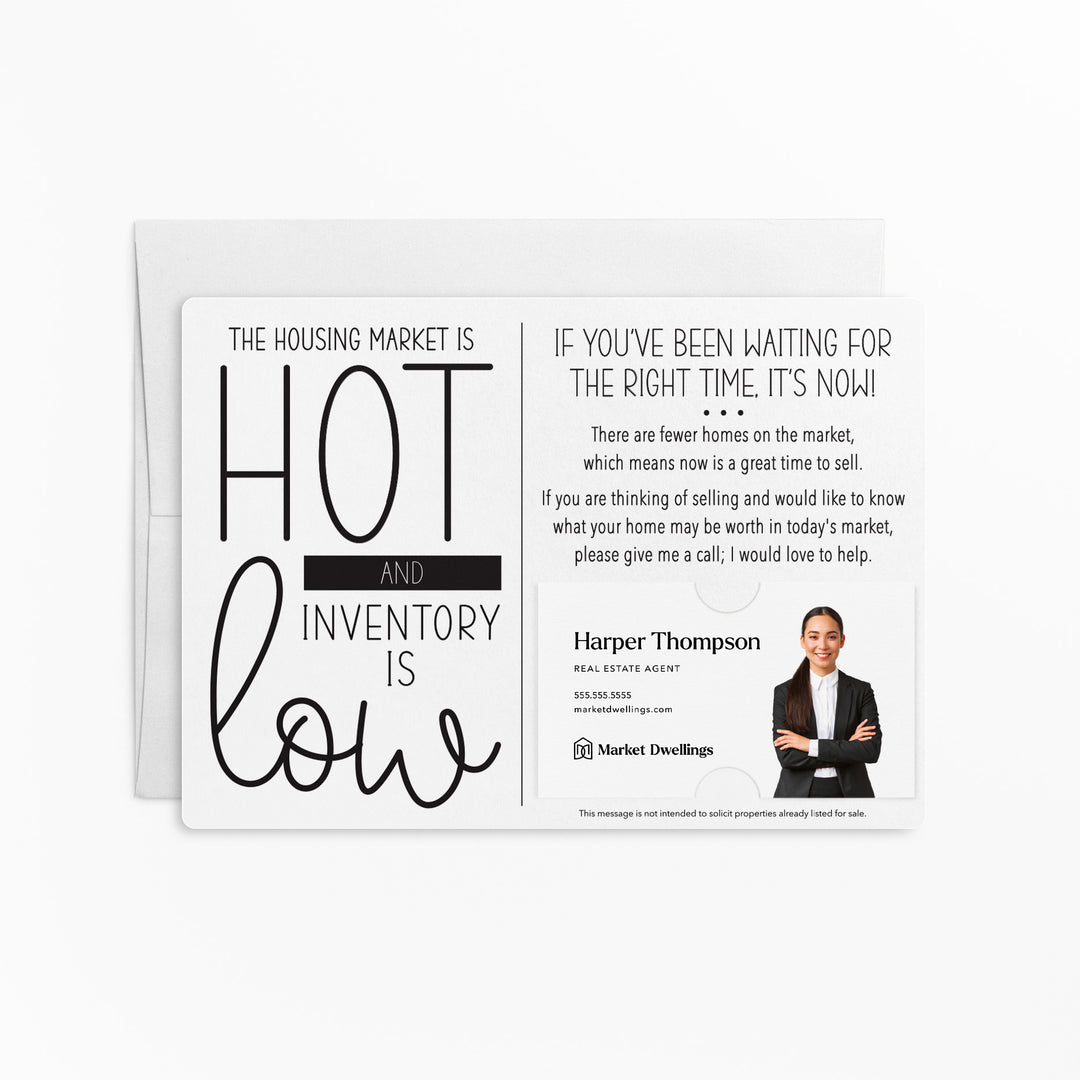 Set of "The Housing Market is Hot and Inventory is Low" Mailer | Envelopes Included | M37-M003 Mailer Market Dwellings WHITE