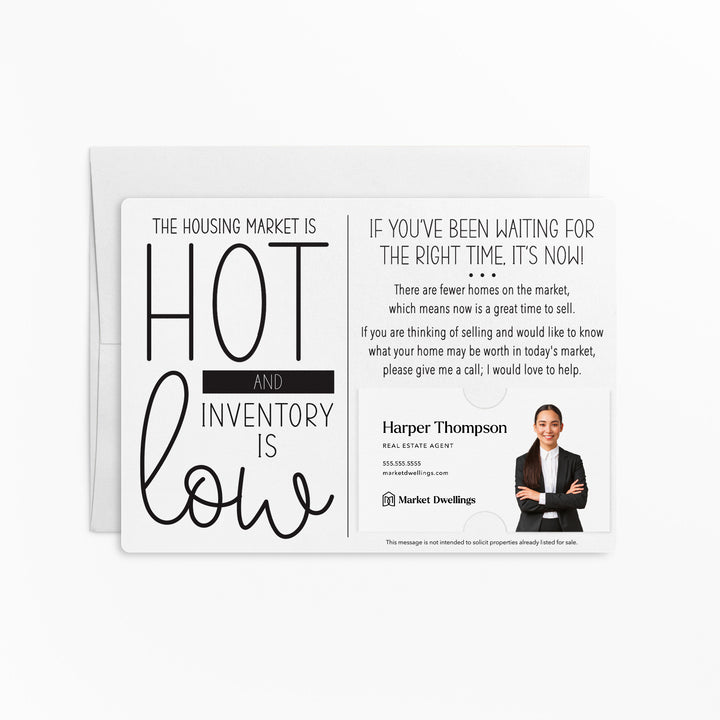 Set of "The Housing Market is Hot and Inventory is Low" Mailer | Envelopes Included | M37-M003 Mailer Market Dwellings WHITE