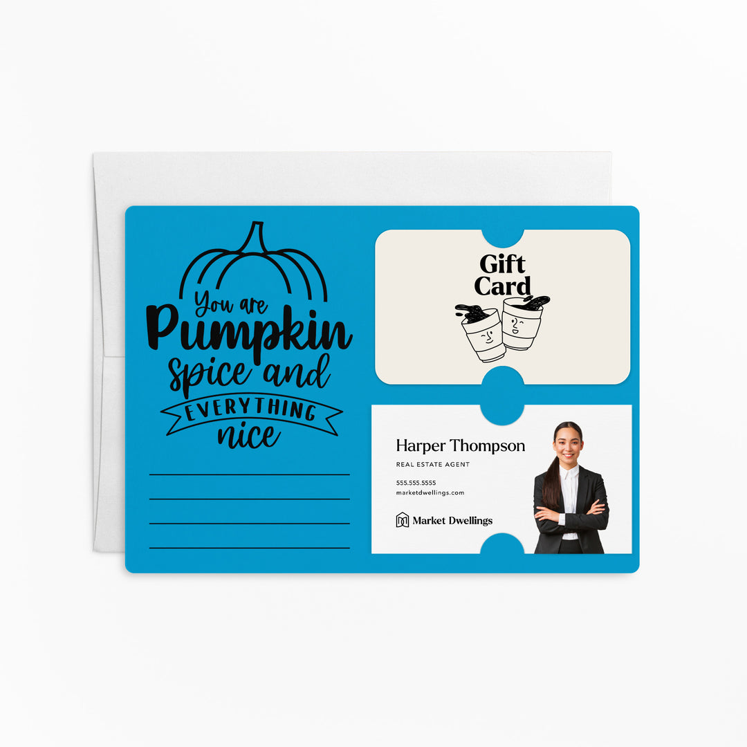 Set of "You Are Pumpkin Spice & Everything Nice" Gift Card & Business Card Holder Mailers | Envelopes Included | M38-M008 Mailer Market Dwellings ARCTIC
