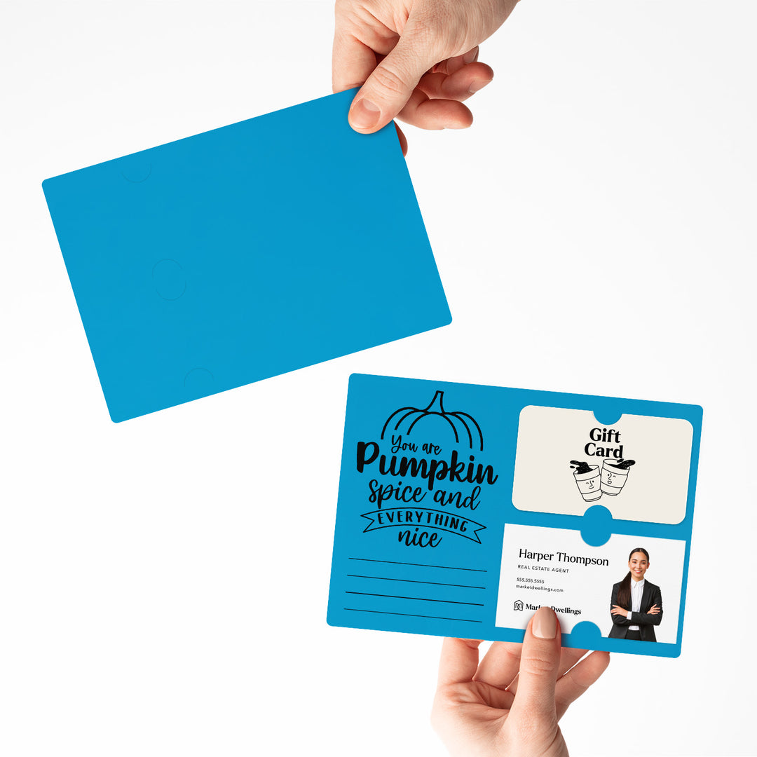 Set of "You Are Pumpkin Spice & Everything Nice" Gift Card & Business Card Holder Mailers | Envelopes Included | M38-M008 Mailer Market Dwellings
