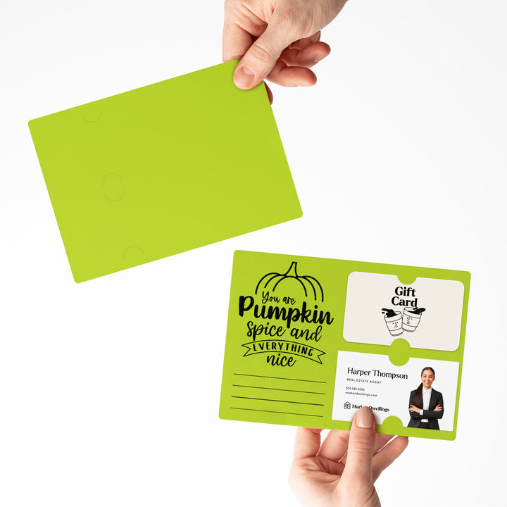 Set of "You Are Pumpkin Spice & Everything Nice" Gift Card & Business Card Holder Mailers | Envelopes Included | M38-M008 Mailer Market Dwellings