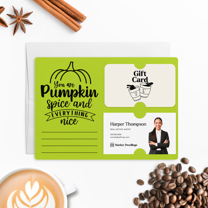 Set of "You Are Pumpkin Spice & Everything Nice" Gift Card & Business Card Holder Mailers | Envelopes Included | M38-M008 Mailer Market Dwellings