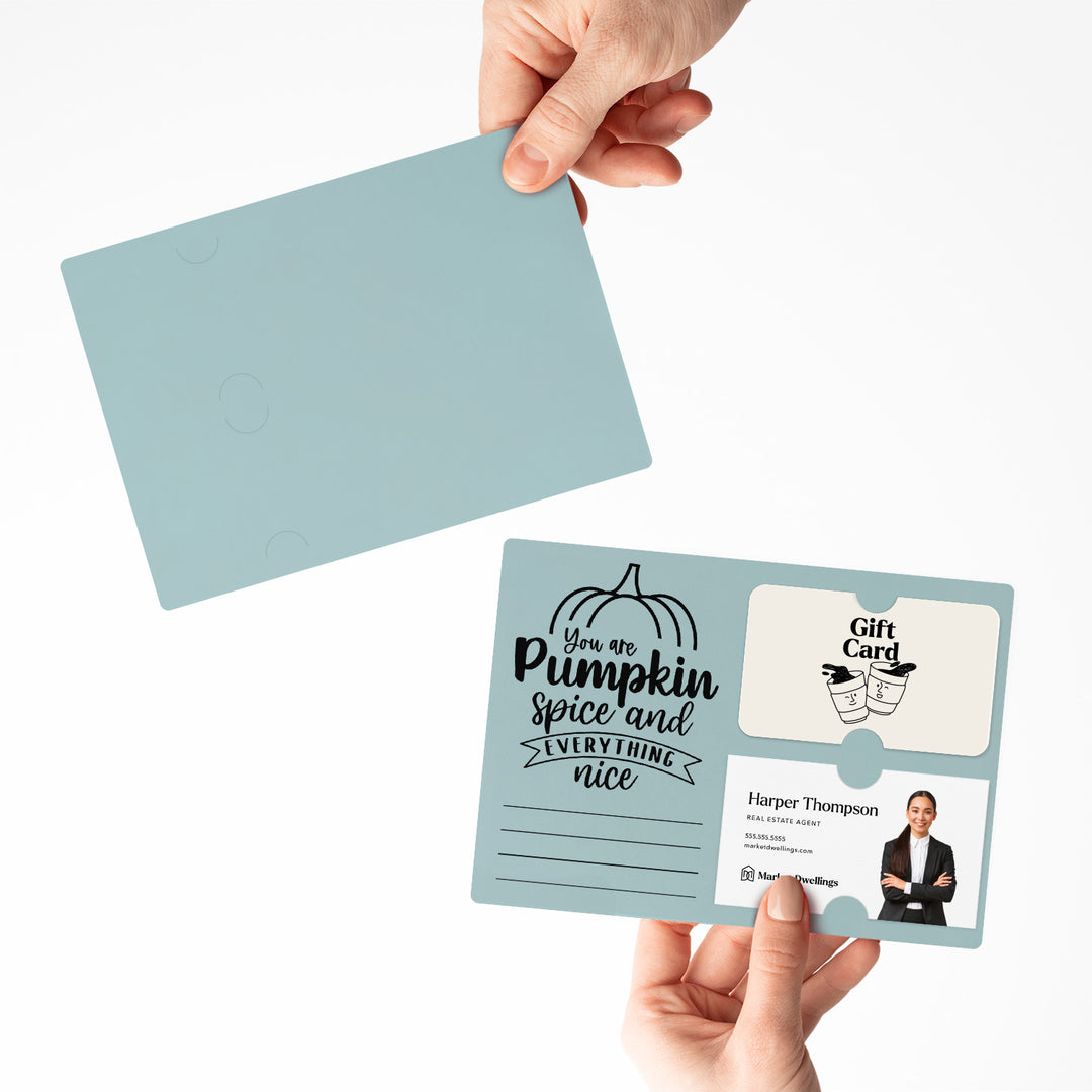 Set of "You Are Pumpkin Spice & Everything Nice" Gift Card & Business Card Holder Mailers | Envelopes Included | M38-M008 Mailer Market Dwellings