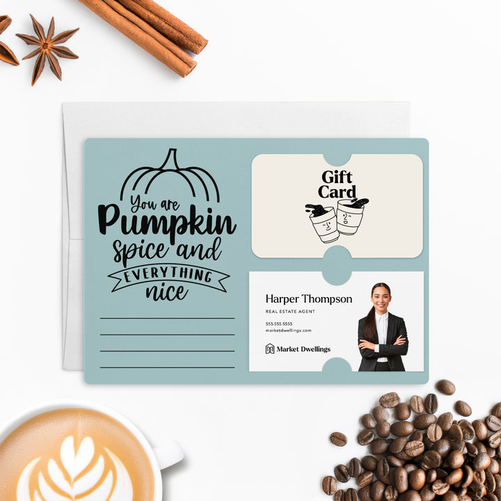 Set of "You Are Pumpkin Spice & Everything Nice" Gift Card & Business Card Holder Mailers | Envelopes Included | M38-M008 Mailer Market Dwellings